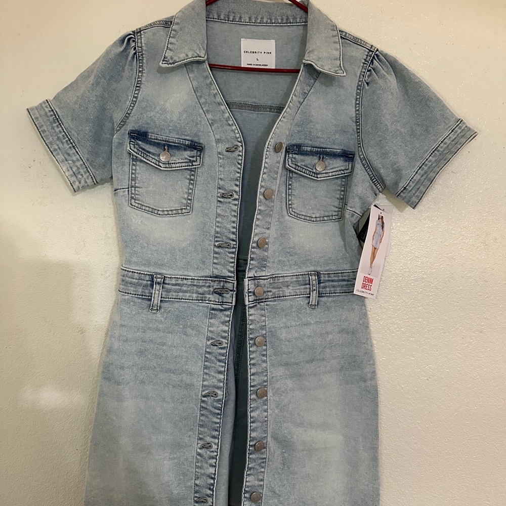 Celebrity Pink Light Blue Denim Mini Dress